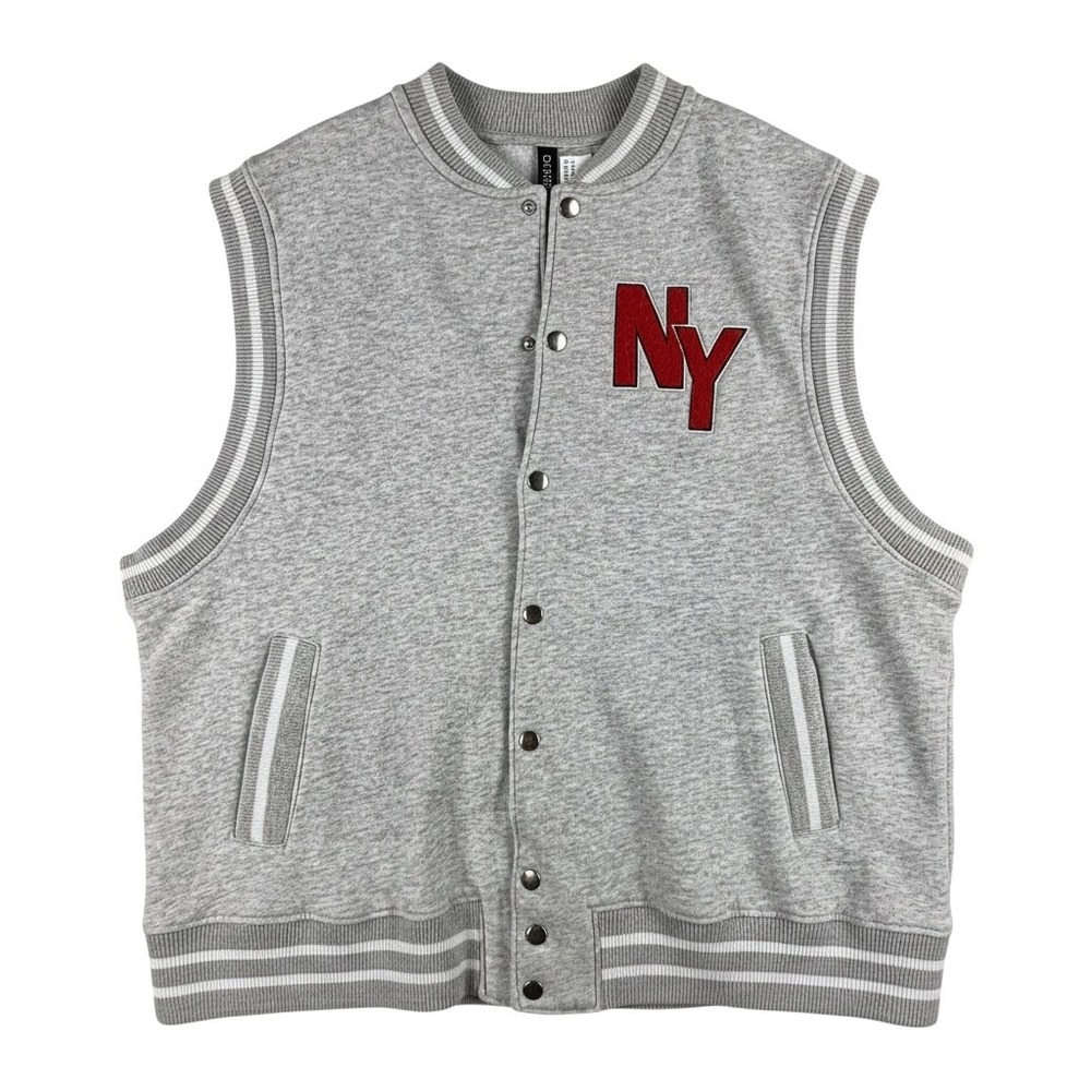 Varsity Snap Front Vest H&M Size M NY Letterman Preppy Y2K Streetwear‎